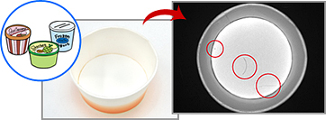 カップ容器の髪の毛混入検査